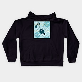 Blue Chevron with dots Kids Hoodie